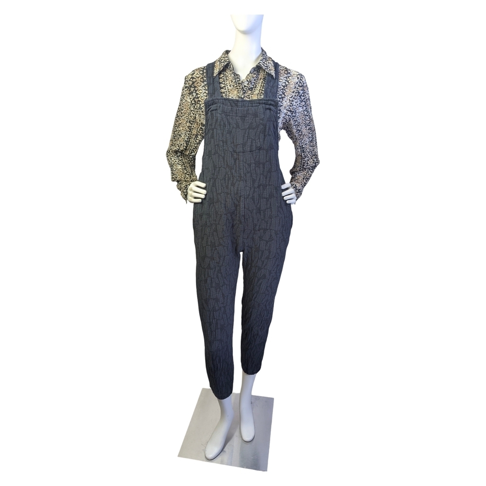 Smash + Tess x Hilary Duff Overalls Textured Black Cotton Linen  | S&T | Size XS